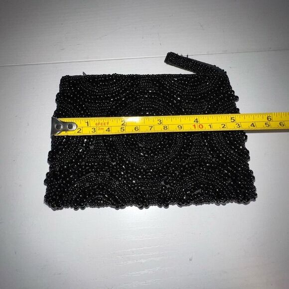 Handcrafted Beaded Clutch Coin Purse Black Statement Bag/Wallet Lipstick Pouch - Picture 3 of 8